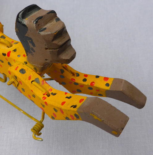 Folk art swimmer & crocodile automaton toy
