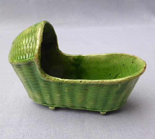 Rare Staffordshire pottery toy cradle 18th century