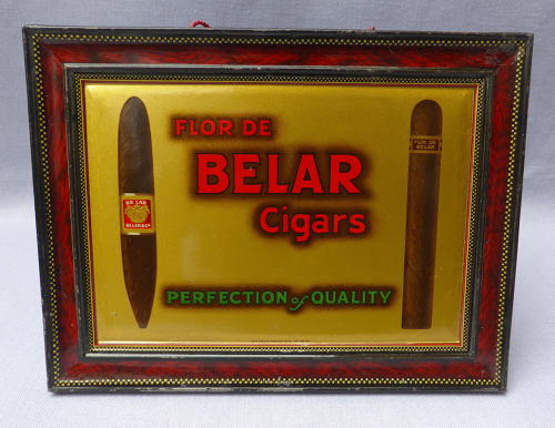 Flor de Belar Cigars Tin Shop Advertising Sign