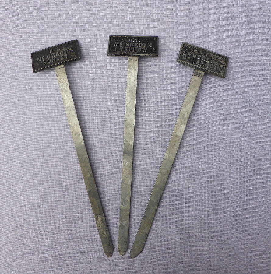 3 Early 20thC Metal Plant Labels