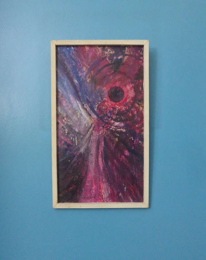 Framed Abstract Oil on Board Painting 1969