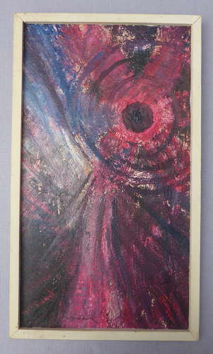 Framed Abstract Oil on Board Painting 1969