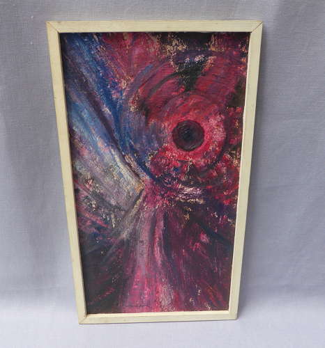 Framed Abstract Oil on Board Painting 1969