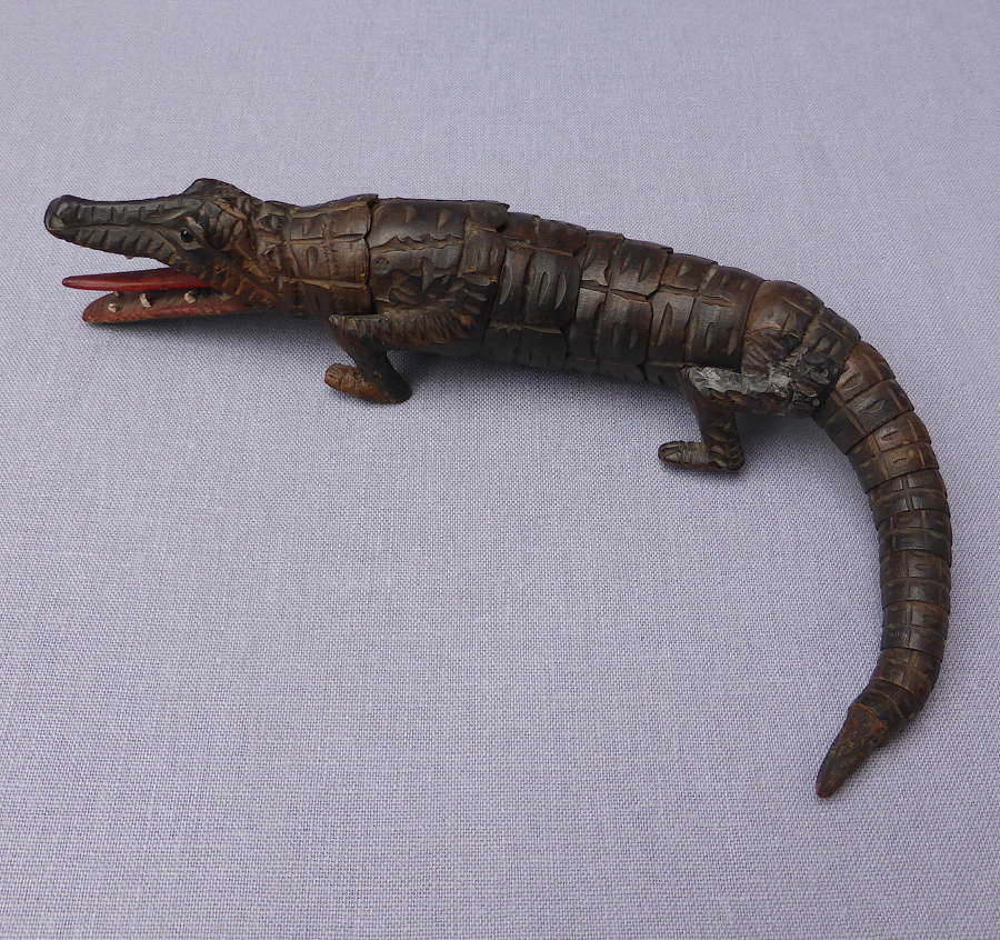 Early 20thC Articulated Black Forest Crocodile