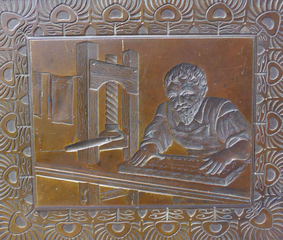 Fine Bronze Printing Press Plaque Early 20thC