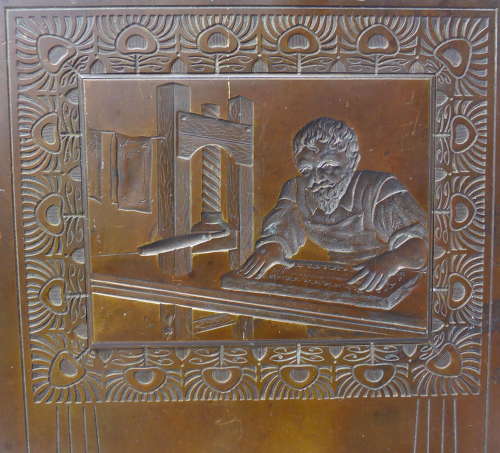 Fine Bronze Printing Press Plaque Early 20thC