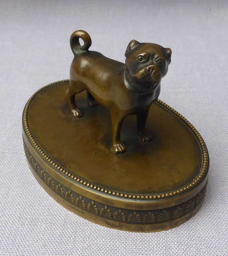 Fine 19thC Bronze Pug Dog Desk Ornament
