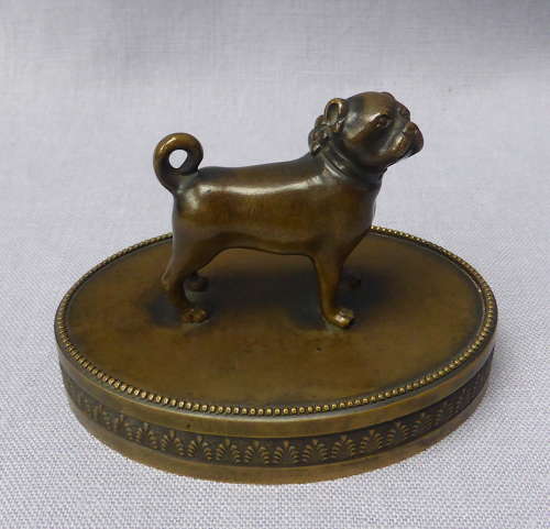 Fine 19thC Bronze Pug Dog Desk Ornament