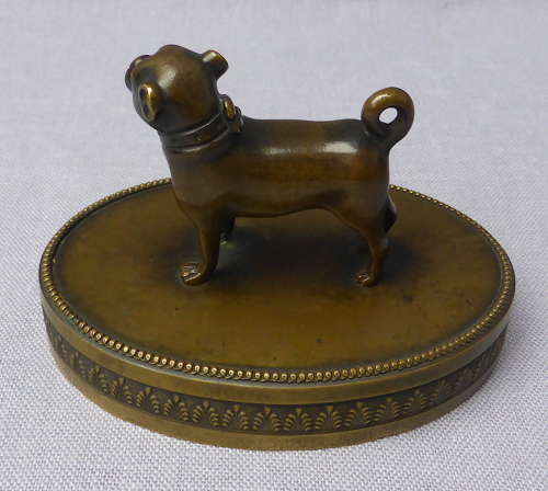 Fine 19thC Bronze Pug Dog Desk Ornament