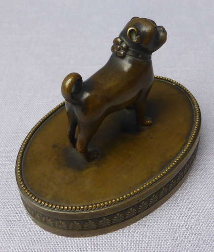 Fine 19thC Bronze Pug Dog Desk Ornament