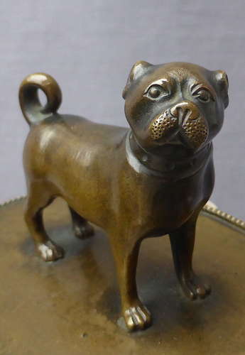 Fine 19thC Bronze Pug Dog Desk Ornament
