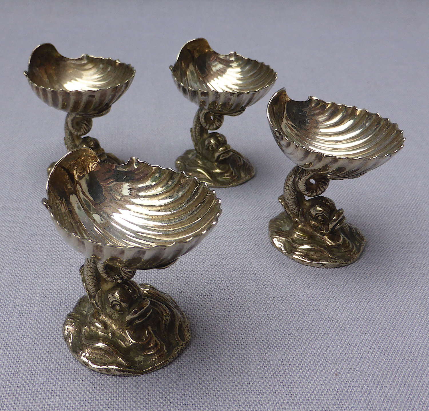 Set of 4 Dolphin & Shell Open Salts