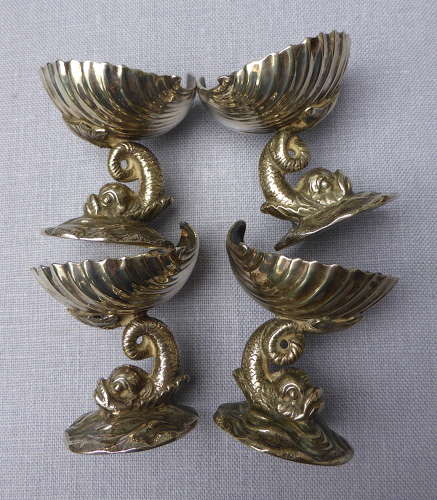 Set of 4 Dolphin & Shell Open Salts