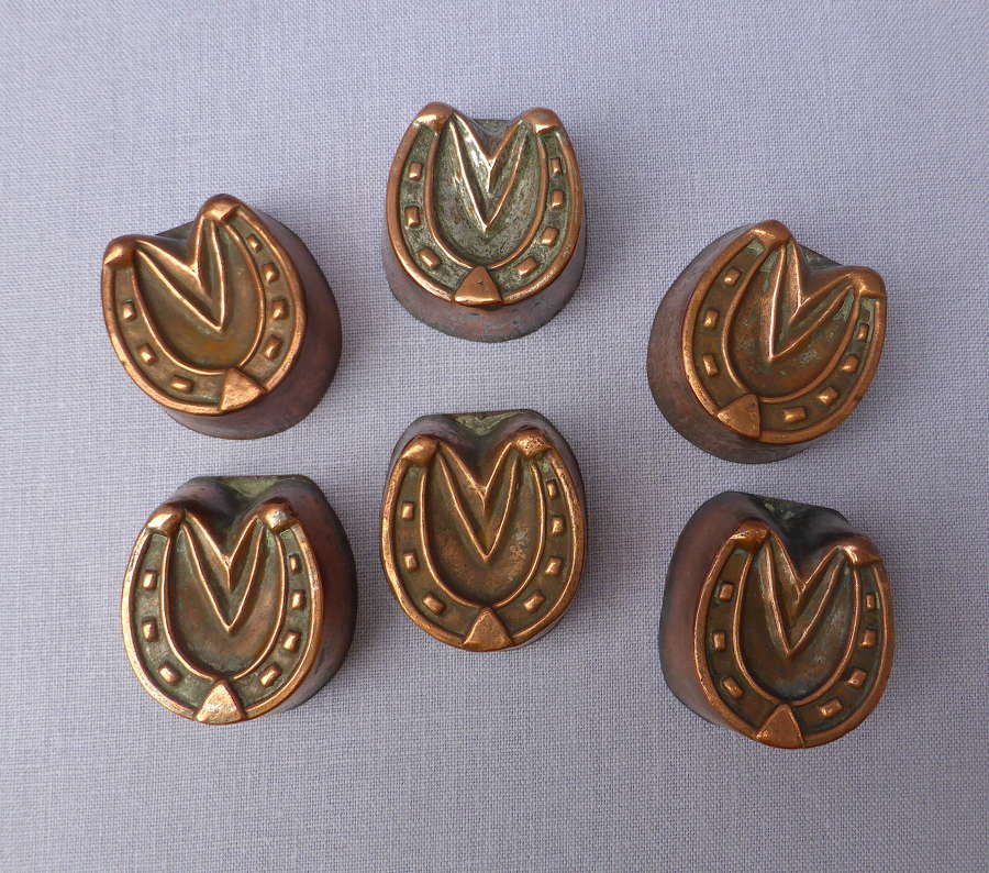 Set of 6 Copper Horseshoe Shaped Aspic Moulds