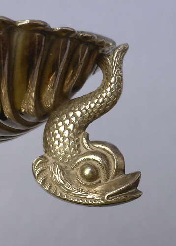 Set of 4 Dolphin & Shell Open Salts with Spoons