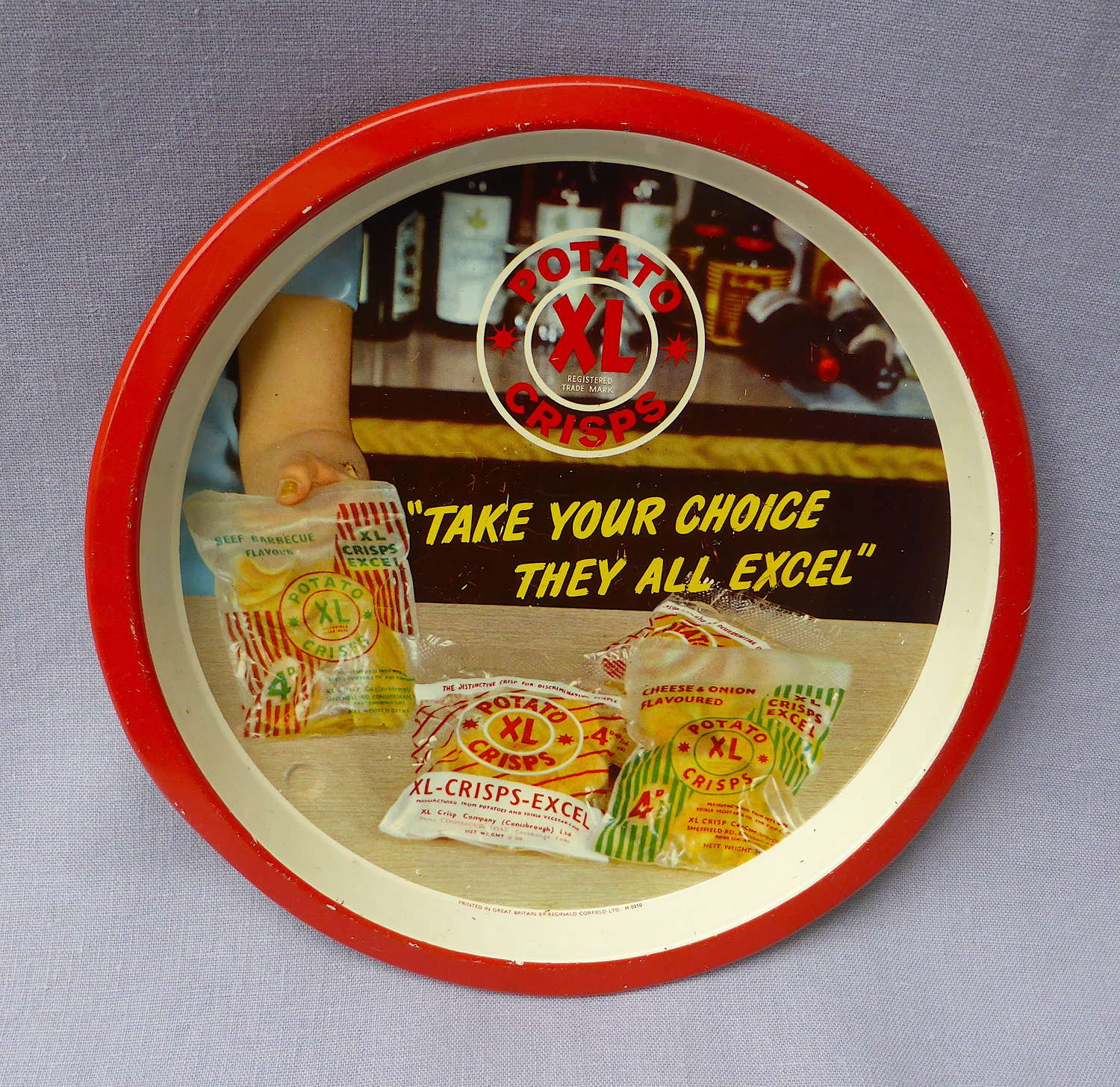 1960s XL Potato Crisps Advertising Pub Tray