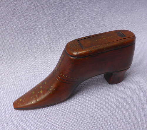 19thC Treen Shoe Snuff Box