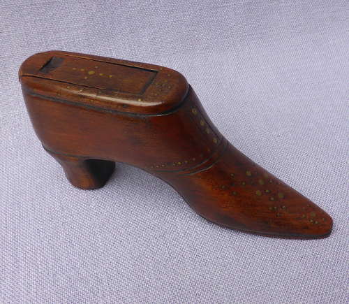 19thC Treen Shoe Snuff Box