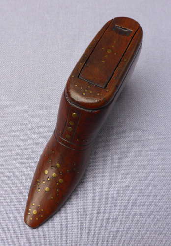 19thC Treen Shoe Snuff Box