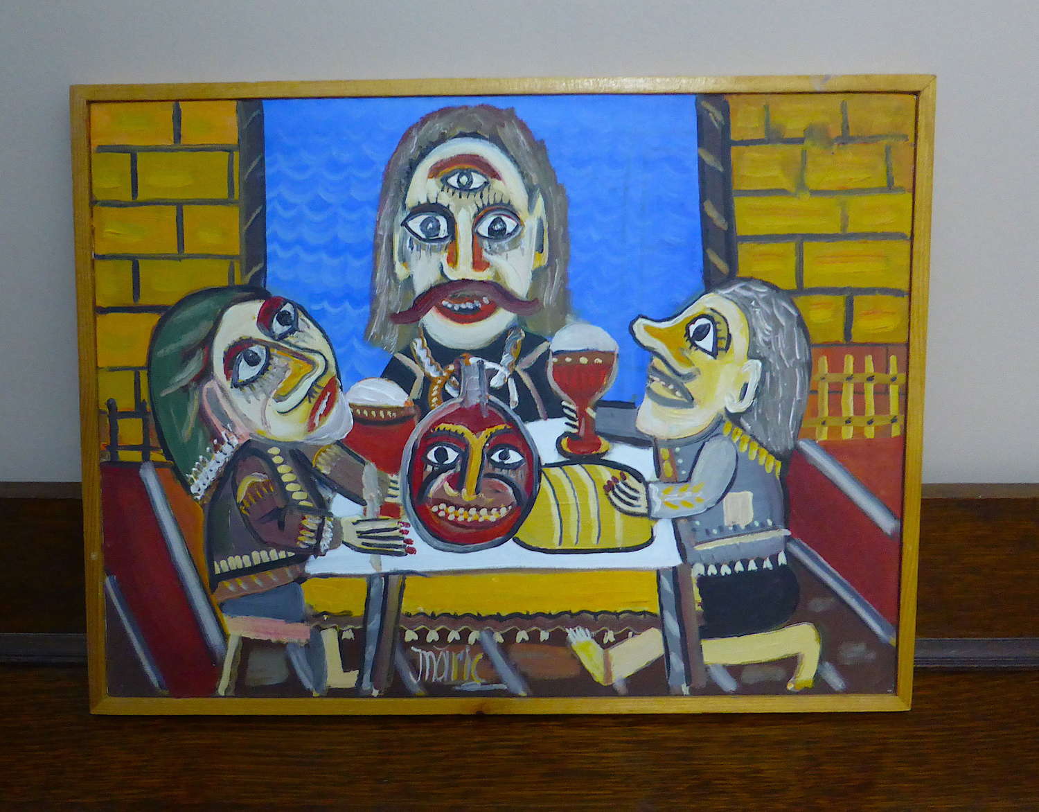 Signed Naive Folk Art Painting by Ioan Maric