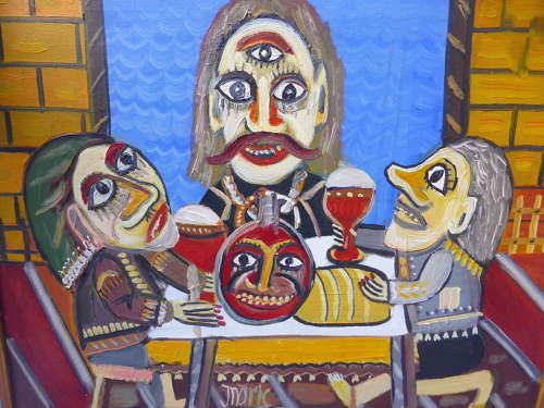 Signed Naive Folk Art Painting by Ioan Maric