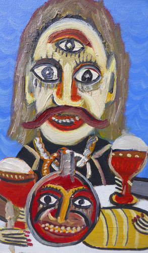 Signed Naive Folk Art Painting by Ioan Maric