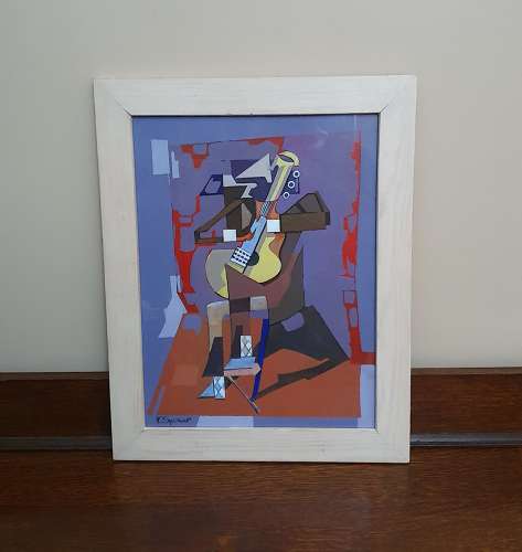 Framed & Signed Cubist Style Painting