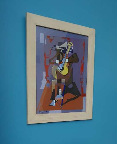 Framed & Signed Cubist Style Painting