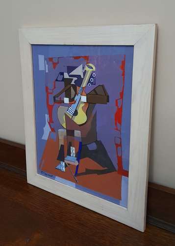 Framed & Signed Cubist Style Painting