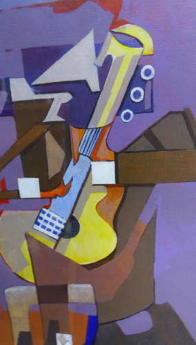 Framed & Signed Cubist Style Painting