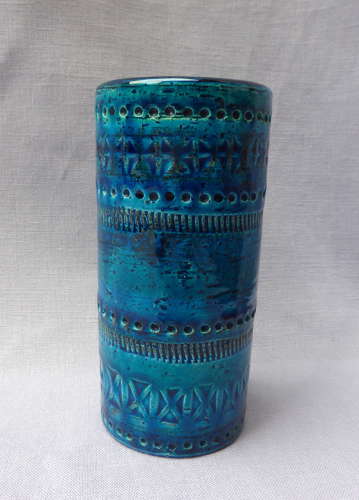 Mid Century Bitossi Rimini Blu Vase by Aldo Londi