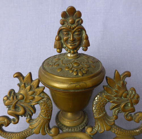 1920s Oriental Dragon Brass Desk Stand