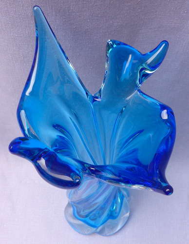 Turquoise Twisted Glass Splash Vase