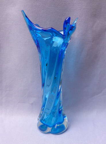 Turquoise Twisted Glass Splash Vase