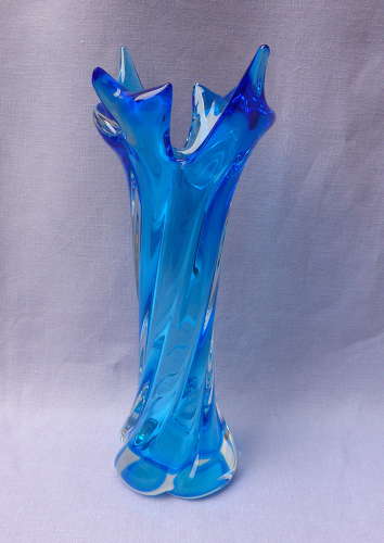 Turquoise Twisted Glass Splash Vase