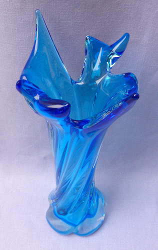 Turquoise Twisted Glass Splash Vase