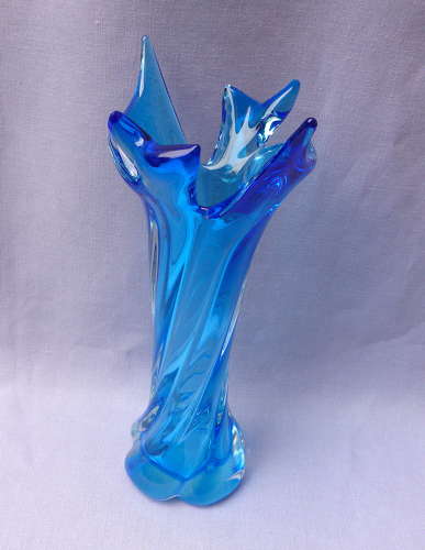 Turquoise Twisted Glass Splash Vase