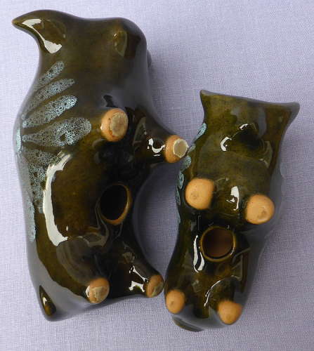Stylish Pair of 1960s Lotus Pottery Bulls
