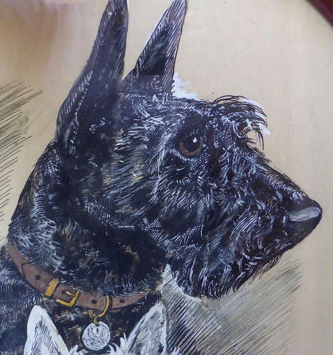 Signed Pen & Ink Drawing of Scottie Dogs by K C Brown