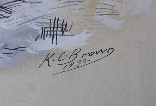 Signed Pen & Ink Drawing of Scottie Dogs by K C Brown