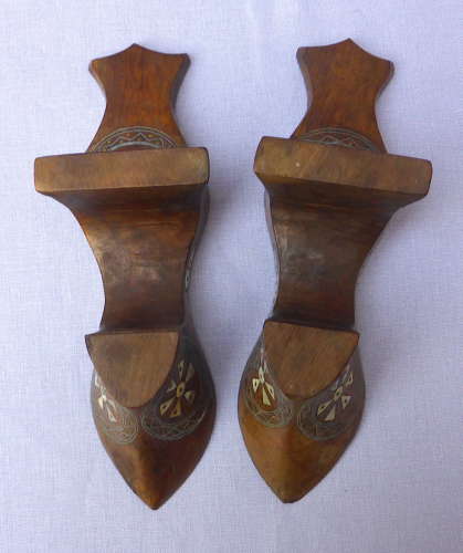 Pair of 19thC Mother of Pearl Inlaid Stilt Shoes
