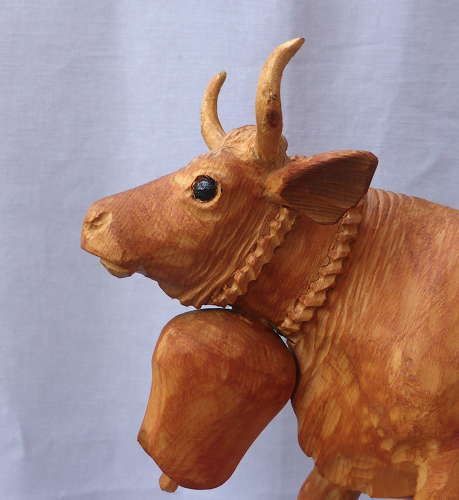 Carved Wooden Alpine Cow