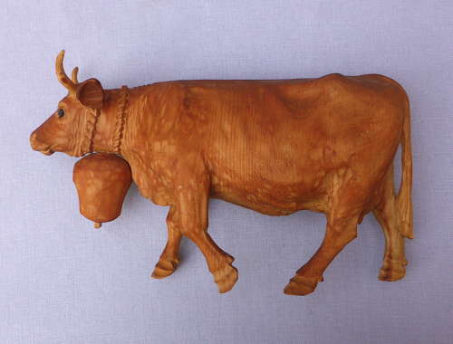 Carved Wooden Alpine Cow