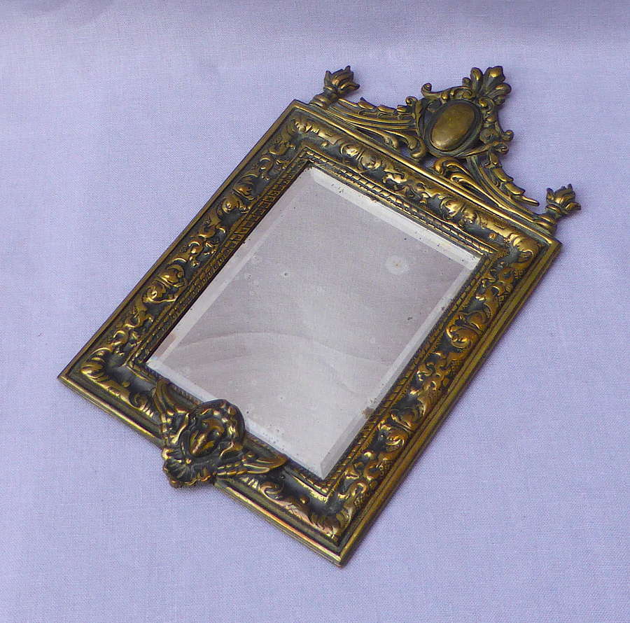 French Brass Baroque Style Mirror