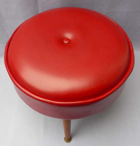 Red vinyl leatherette footstool