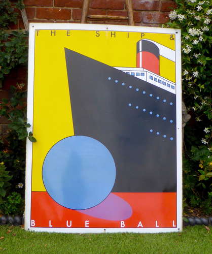 Ship & Blue Ball Metal Pub Sign by Dan Fern