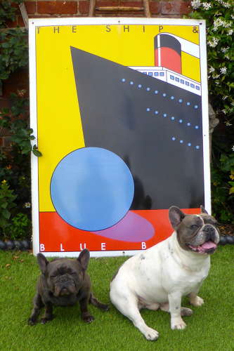 Ship & Blue Ball Metal Pub Sign by Dan Fern