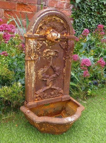 Victorian Cast Iron Dolphin Wall Fountain
