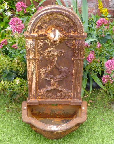 Victorian Cast Iron Dolphin Wall Fountain