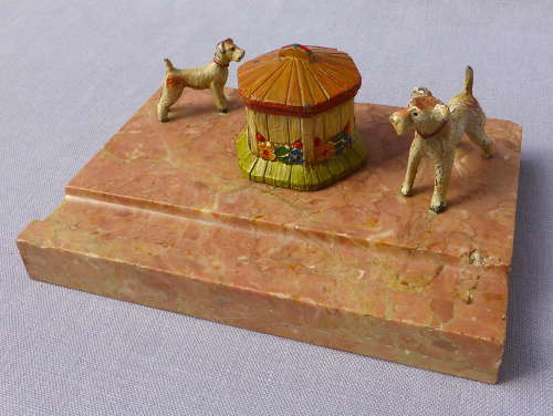 Cold-Painted Wire Haired Fox Terrier Ink Stand